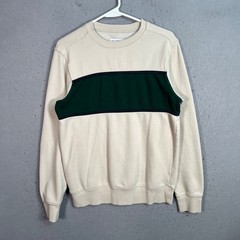 Goodfellow & Co Mens Size Small Crewneck Sweatshirt Beige / Green Cotton Blend