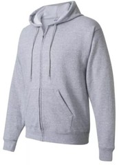 Hanes Full Zip Front Hoodie Sweatshirt Mens Size XL Gray-Black Solid Long Sleeve