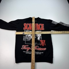 Scarface Graphic Sweatshirt Adult Small Crew Neck Black Pullover Movie Casual