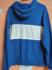 Abercrombie Fitch Blue Hoodie Sweatshirt Spellout Stitched Raised Letter XL