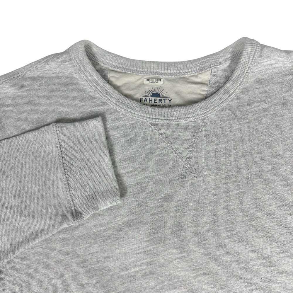 Faherty Organic Cotton Sweatshirt Crewneck Mens XL Gray Long Sleeve Basic Knit