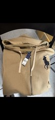 Polo Ralph Lauren Beige Full Zip Fleece Hoodie Big Pony Logo Men’s XXXL