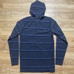 Vissla Men Medium Hoodie Pullover Long Sleeve Shirt Blue Striped Boho Baja EUC