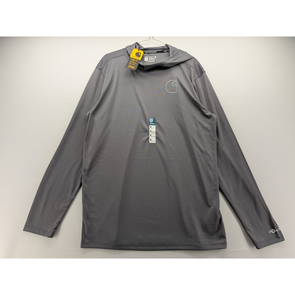 NWT Carhartt Men’s Force Sun Defender Relaxed Logo Hoodie in Grey size Medium