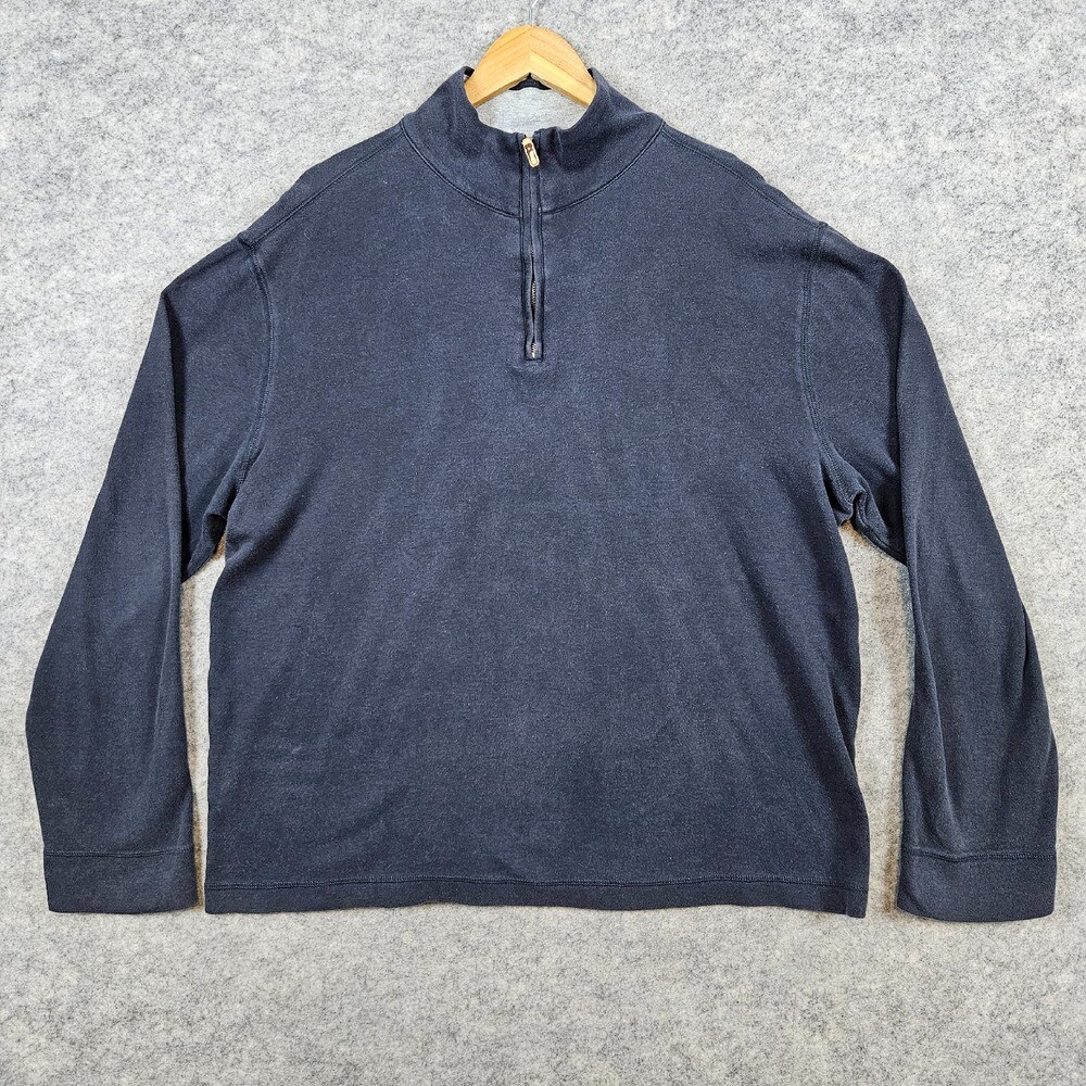 Banana Republic Dark Blue 1/4 Quarter Zip Size XL Pullover 100% Cotton WORN IN