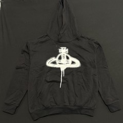 Vivienne Westwood Hoodie Spray Orb Pullover Men Size Medium Black Organic Cotton