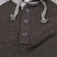 Triple Five Soul Mens Large Henley Knit Hoodie Pullover Sweatshirt Gray