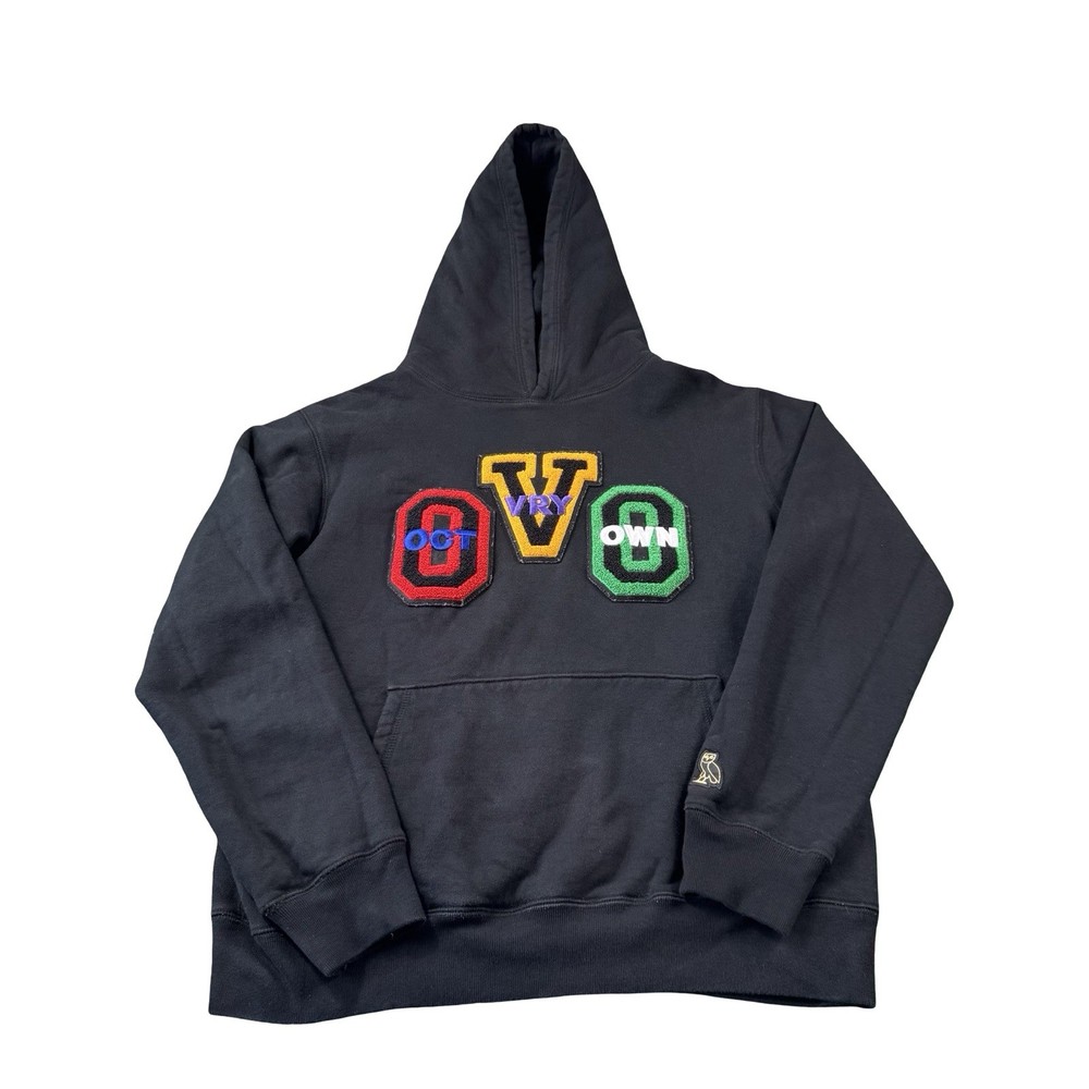 October’s Very Own Black Cotton Varsity Letter Men’s Hoodie Tagged M Fits Like S
