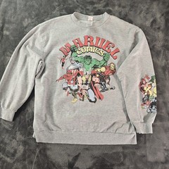 Marvel Comics Retro Avengers Sweatshirt Gray Pullover Graphic Sleeve Large L