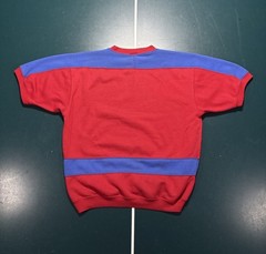 Vintage 80s Short Sleeve Crewneck Sweatshirt Men’s Large Red Blue Color Block