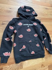 Hypland Naruto Akatsuki Cloud Black Graphic Print Fleece Hoodie Men’s Size M