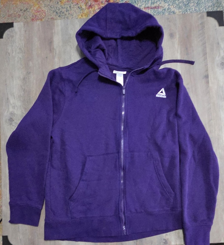 Reebok Purple Full Zip Hooded Sweatshirt Jacket Men L