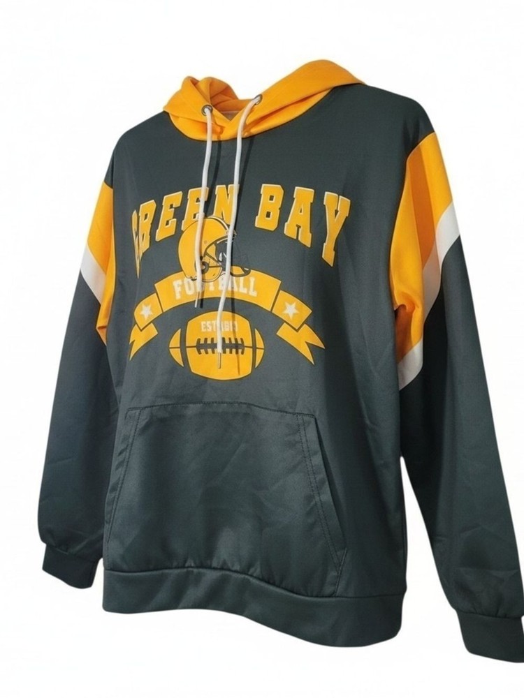 Source Unknown Green Bay Football Pullover Hoodie – Yellow and Dark Green