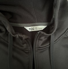 DSG Fleece Athletic Hoodie Pullover Black Gray Mens M Pocket Sweatshirt Regular