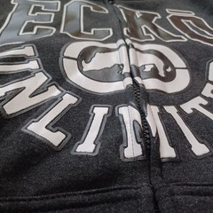 Ecko Unltd Hoodie Mens Medium Gray Full Zip Sweatshirt Logo Front Sleeve NWT