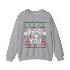 Christmas Sweatshirt Holiday Apparel Pullover, Embroidered Detail (Cotton-Poly