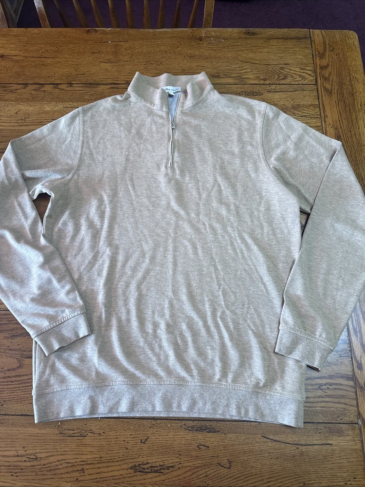 Peter Millar Pullover Sweatshirt Mens M Beige Long Sleeve 1/4 Golf P39