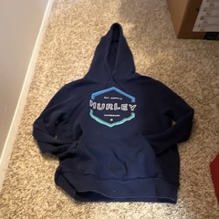 Hurley Men’s Blue Graphic Print Pullover Hoodie Drawstring Hood Pockets Sz S