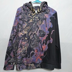 Skeletons Hooded Sweatshirt Size Large With Vibrant Multi-Color Graphic Design