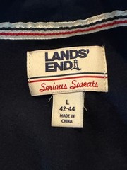 Lands’ End Serious Sweats Men’s Full Zip Front Hoodie Navy Drawstring Size Large
