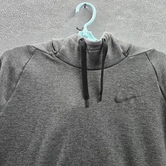 Nike Men Hoodie L Gray Fleece Dri-Fit Activewear Logo Long Sleeve