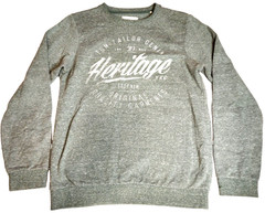 Tom Tailor Denim Mens Heritage Sweatshirt Sz S Gray Logo Basic Fit Long Sleeve