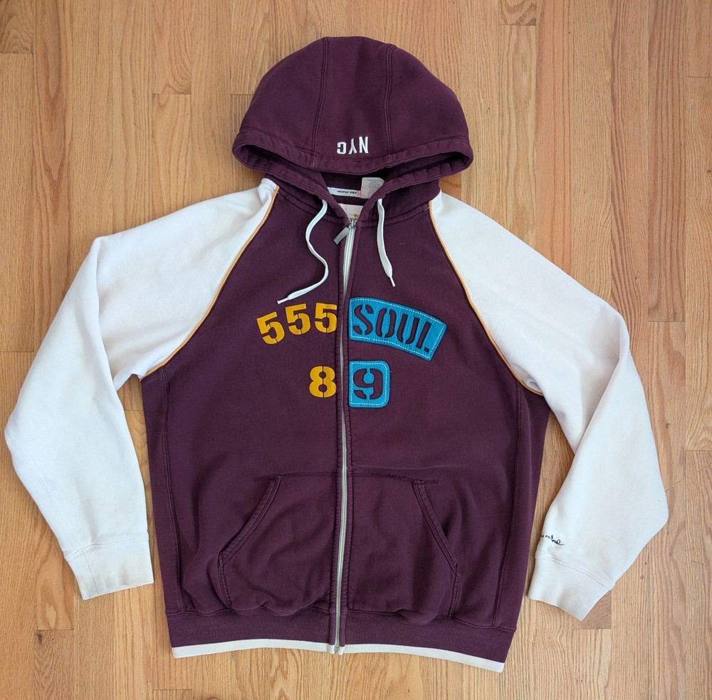Vintage y2k Triple Five Soul NYC Full Zip Hoodie Sweatshirt Men’s Large Hip Hop