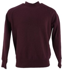 New Topman Mens XXS / S / L Burgundy Knit Cotton Blend Classic Raglan Sweatshirt