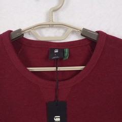 G Star Raw Pullover Crew Shirt Burgundy Large Organic Cotton Sustainable Preppy