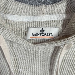 Rainforest Hoodie Mens L Waffle Knit Cream Oatmeal Thermal Pullover Stretch