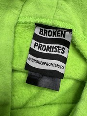 Broken Promises Easy Come Easy Go Hoodie Mens L Neon Green Graphic Streetwear