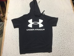 Under Armour Coldgear Sweatshirt Mens M Medium Black Short Sleeve Hooded Loose