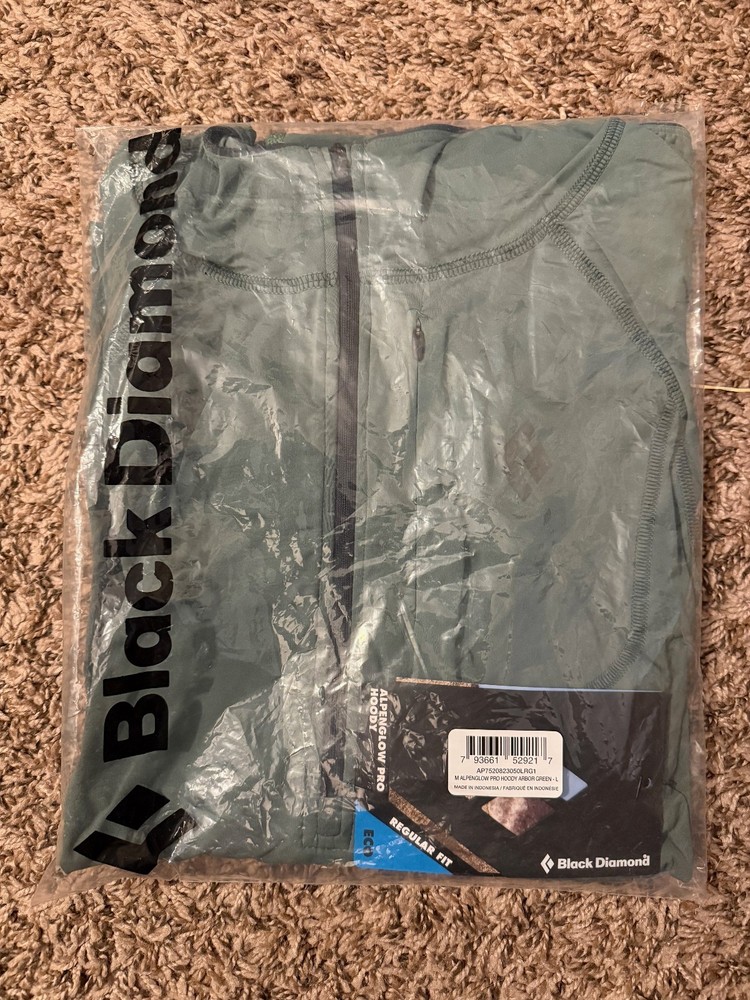 Black Diamond Alpenglow Pro Hoody Arbor Green Regular Fit Large NWT Rare