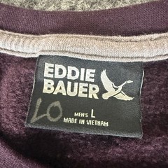 Eddie Bauer Mens Large Burgundy Plum Crewneck Sweatshirt Pullover Casual Outdoor