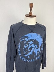 Diesel Blue Big Logo Long Sleeve Comfort Men’s Basic Cotton Sweatshirt Sz M