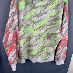 Nike Mens XXL Tiger Stripe Camo Hoodie Green Orange Pullover Fleece Sweatshirt