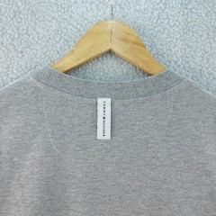 Tommy Hilfiger Mens L Gray Red Color Block Long Sleeve Crew Neck T-Shirt Y2K