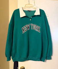 Fashion Nova Green New York Graphic Collared Button Pullover Sweatshirt 1X