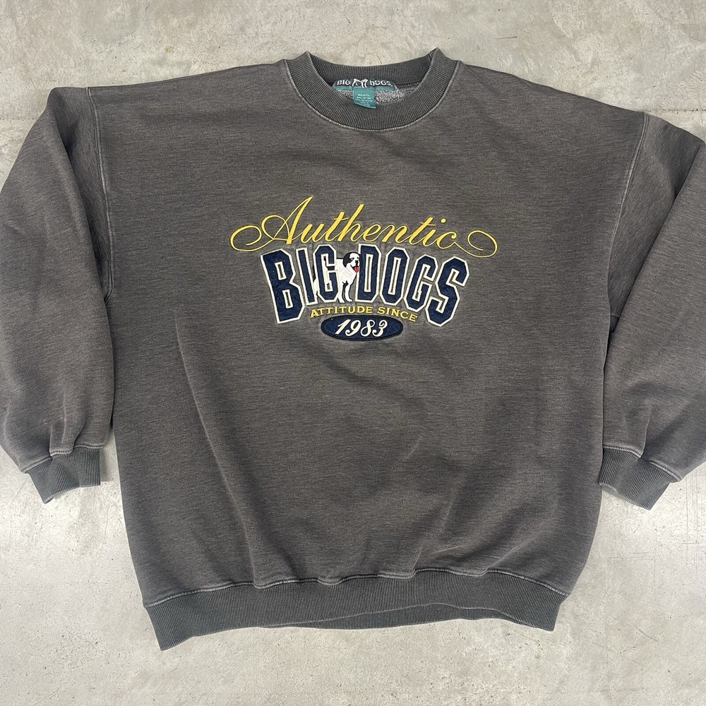 Vintage Big Dogs Embroidered Crew Neck Sweatshirt Men’s Size L Gray
