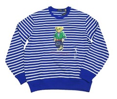 Polo Ralph Lauren Men’s Royal Blue/White Polo Bear Stripe Fleece Sweatshirt