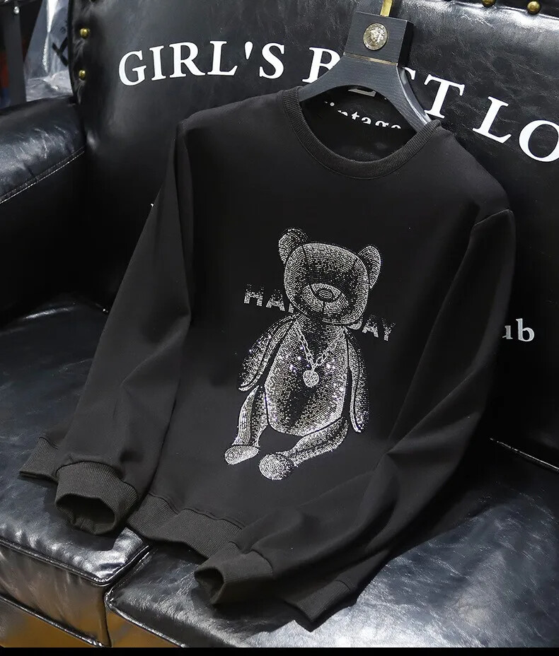 New Men Luxury Diamond Bear Rhinestones Fashion Black High Quality 4 Colors
