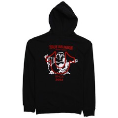 True Religion BIG HS FLOCK ZIP HOODIE, XL, Jet Black – Graphic Buddha Zip Up