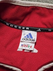 Vintage 90s Adidas Soccer Deep Pile Fleece 1/4 Zip SweatShirt Mens Sz M Red