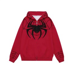 Spider-Man Unisex Oversized Hoodie Full Zip Hooded Sweatshirts Embroider Jacket