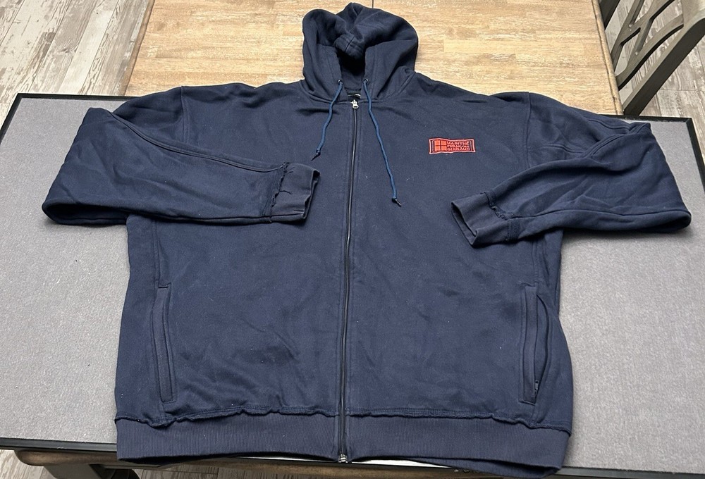 Vintage Y2K Marithe Francois Girbaud Zip Up Hoodie Sweatshirt, Navy Blue 4XL