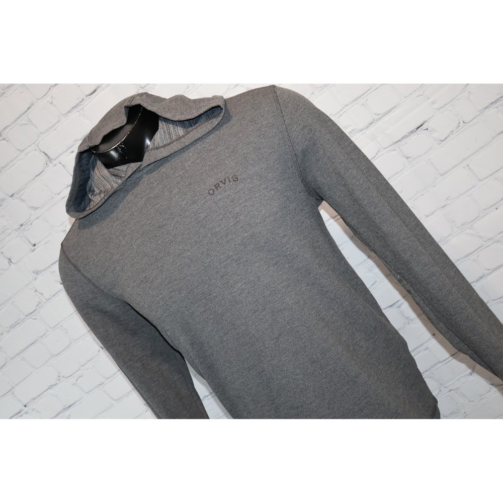 Orvis Hoodie Mens Medium Gray Classic Shirt Pullover Rayon Polyester Blend
