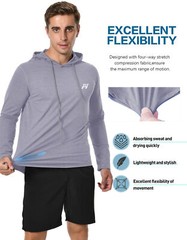Men Dry Fit Athletic Shirt Workout Running Long Sleeve Shirts with Hoods Hoodie