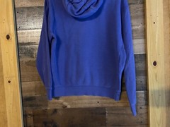 Mens Small Hoodie Plain Purple White Sewn Swoosh Long Sleeve Pullover Sweatshirt