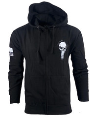 Howitzer Style Men’s Zip Up Hoodie FLAG SKULL Military Grunt S M L XL 2XL 3XL