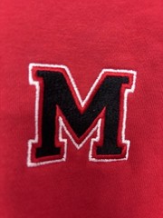 Nike Red Gray Fleece Pullover Sweatshirt M Embroidered Logo Long Sleeve Crop M/L